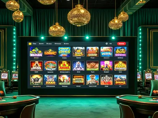 Wide online casino game lobby with varied categories
